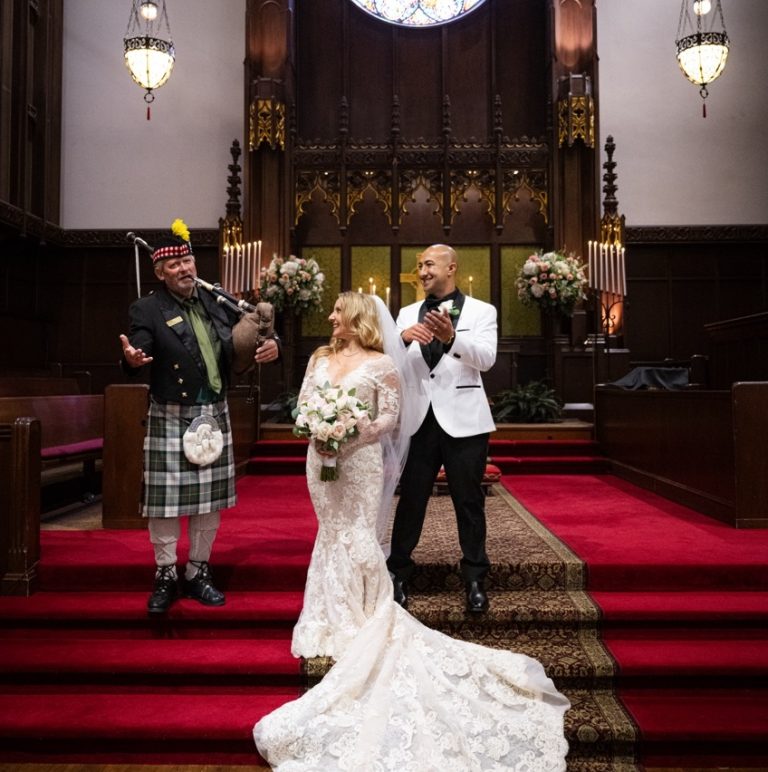 Wedding Beverly Hills Presbyterian bagpiper
